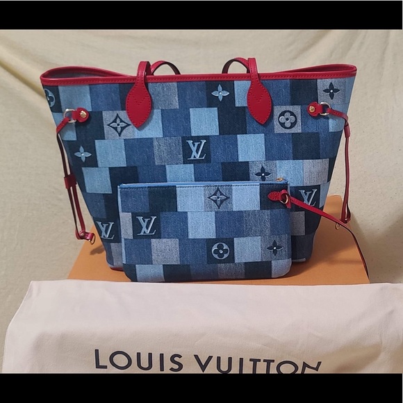 Louis Vuitton Patchwork Denim Neverfull MM - Picture 1 of 16